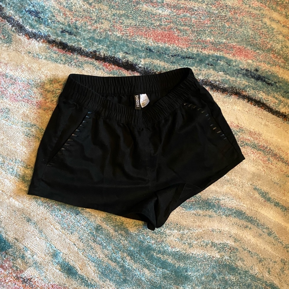 H&M divided faux suede and leather shorts